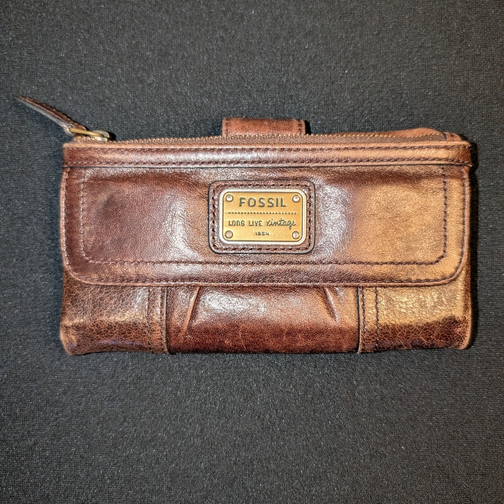 Fossil Long Live Vintage Brown Leather Wallet